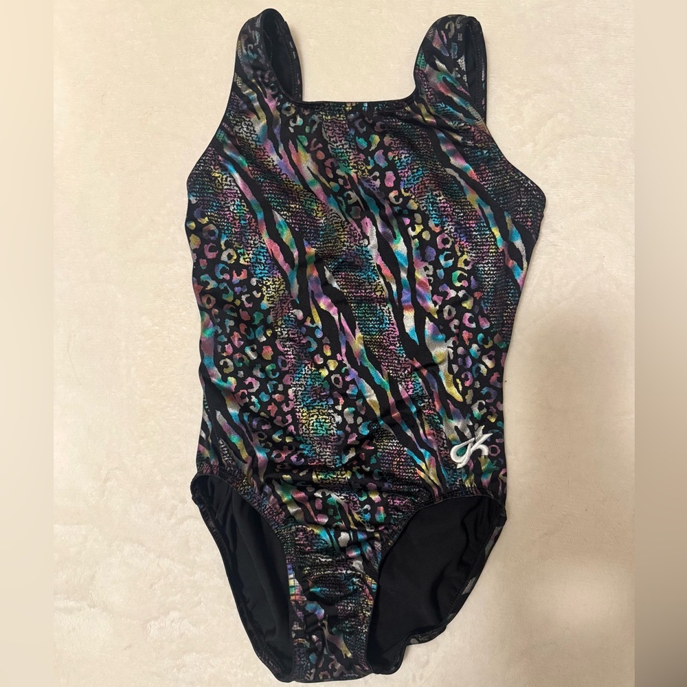 GK Rainbow Iridescent Black Girls Leotard Size CL EXCELLENT Condition!!